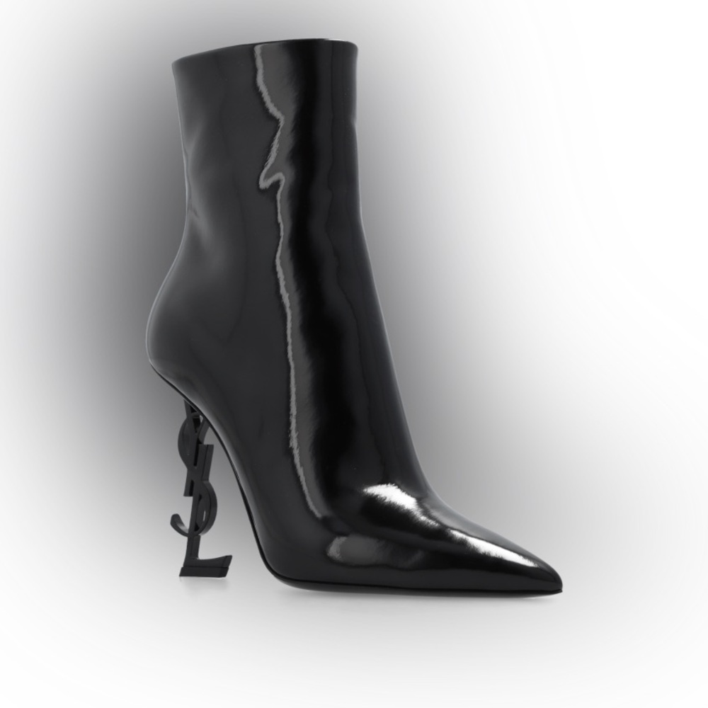 Black YSL Opyum heeled Ankle Boots in patent leather brand new - Picture 2 of 16
